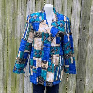 Blair M vintage jacket-blazer jewel tan blue&green